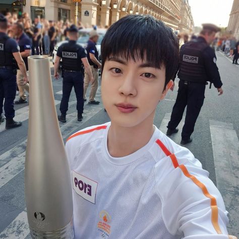 Jin of BTS (@jin) • Instagram photos and videos Jin Instagram, Olympic Torch, Seokjin Bts, July 15, Worldwide Handsome, Summer Olympics, Bts Jin, Olympic Games, K Pop Music