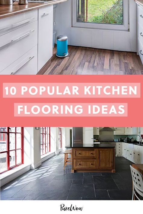 Remodeling? Here Are 10 Popular Kitchen Flooring Ideas to Consider  #purewow #renovation #kitchen #home Cool Kitchen Floors, Popular Kitchen Flooring, Lineolum Kitchen Floor, Best Kitchen Floors, Small Kitchen Flooring, Small Kitchen Flooring Ideas, Floors For Kitchen, Best Kitchen Flooring, Flooring For Kitchen