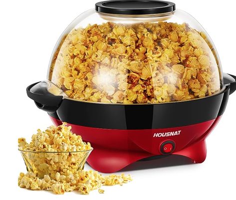 5.5 L Large Capacity - Housnat, 800 W Home Popcorn Maker Machine with Non-Stick Coating and Removable Heating Surface - Silent and Fast - Popcorn Machines with Sugar, Oil, Butter Air Popcorn Maker, Fresh Popcorn, Popcorn Makers, Best Popcorn, Popcorn Bowl, Popcorn Popper, Popcorn Machine, Hot Oil, Popcorn Maker