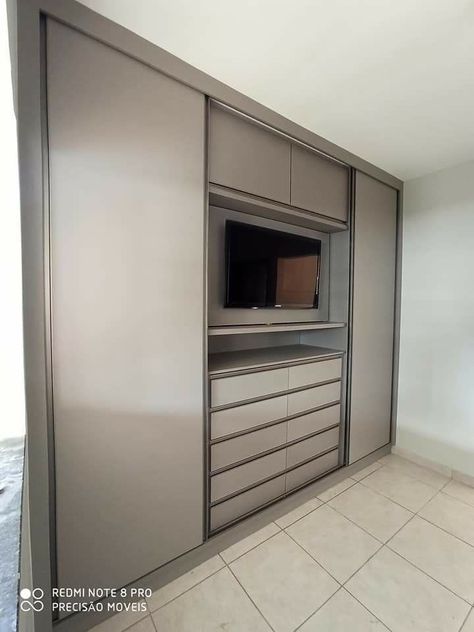 Tv Inside Wardrobe, Closet Con Tv, Closet Inserts, Ideas Armario, Bedroom Built Ins, Bedroom Built In Wardrobe, Bedroom Cupboards, Closet Design Layout, Modern Cupboard Design