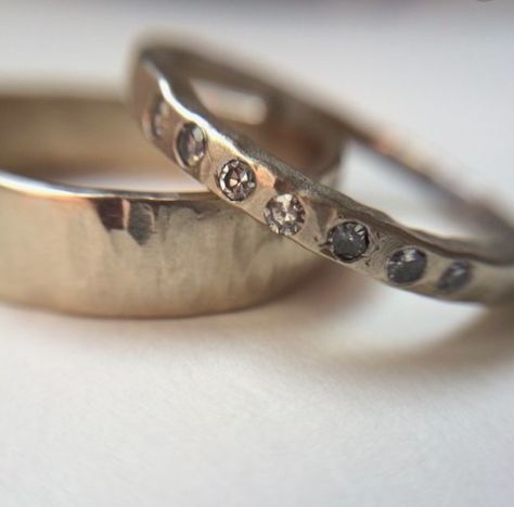 10 Head-turning Alternative Wedding Rings + Engagement Rings • Rise and Brine Masculine Engagement Rings, Alternative Wedding Ring, Wedding Rings Sets His And Hers, Textured Wedding Band, Alternative Wedding Rings, Handmade Wedding Rings, Handmade Engagement Rings, Wedding Rings Halo, Wedding Aesthetic