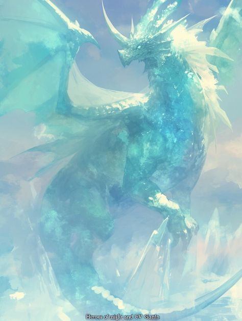 Ice Dragon (Unit) —day 19 Ice Monster Fantasy Art, Ice Creature Fantasy Art, Ice Dragon Aesthetic, Ice Creature, Ice Animals, Poison Dragon, Ice Warrior, Dark Element, Gem Dragon