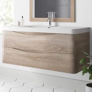 Union Rustic Coughlin 48" Wall-Mounted Single Bathroom Vanity Set | Wayfair Floating Vanity Bathroom, Floating Bathroom Vanities, Floating Vanity, Single Sink Bathroom Vanity, Wall Mounted Vanity, Modern Bathroom Vanity, Bathroom Vanity Set, Double Sink, Single Bathroom