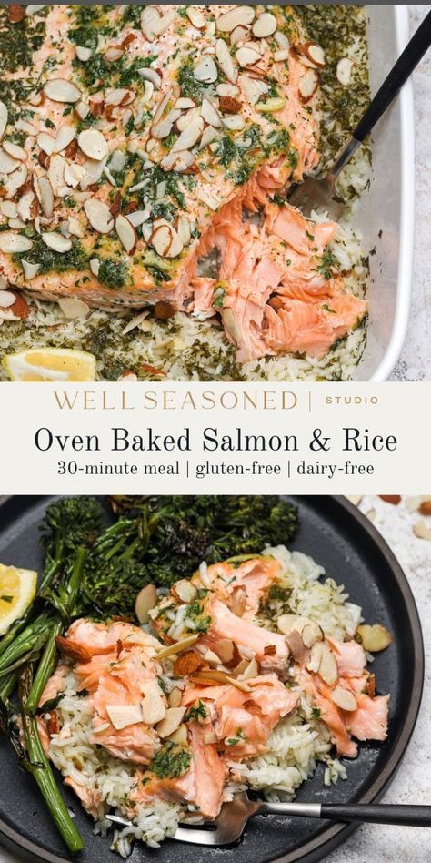 Salmon And Rice Meal Ideas, Salmon One Pot Recipes, Salmon And Rice Casserole, Baked Salmon And Rice Recipes, Salmon And Basmati Rice, Salmon And Rice Bake, Rice With Salmon Recipes, Rice Recipes For Salmon, Salmon With Rice Recipes