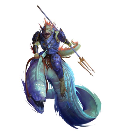 Sahuagin Cavalier Warlord - Pathfinder PFRPG DND D&D 3.5 5th ed d20 fantasy Sahuagin Dnd, Ocean Monsters, Humanoid Creatures, Dnd Monsters, Cool Monsters, Underwater Creatures, Fantasy Races, Dungeons And Dragons Characters, Fantasy Monster