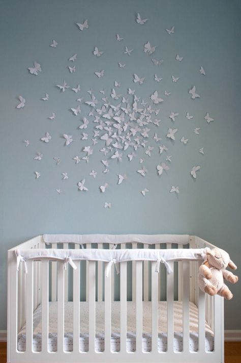 Butterfly Nursery Baby Girl, Butterfly Nursery Themes, Butterfly Installation, Butterfly Baby Room, Peaceful Room, Nursery Butterfly, Baby Nook, Butterfly Nursery Decor, Nursery Baby Girl