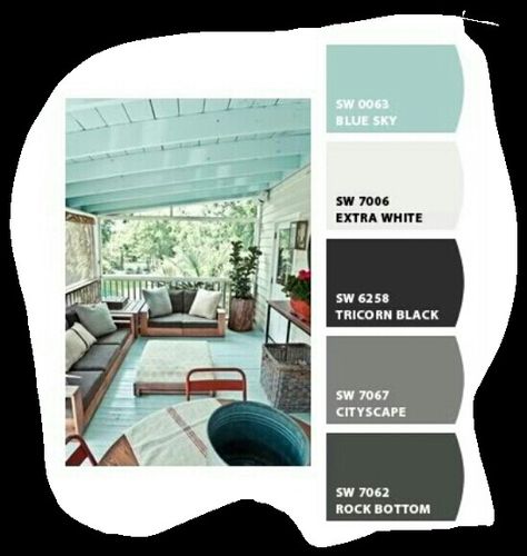 Outside furnature porch - like the low 2x2 Paint Laminate Furniture, How To Paint Laminate, Sherwin Williams Blue, Home Paint Color, Laminate Furniture, Porch Colors, Paint Color Schemes, Favorite Paint Colors, Colour Combos