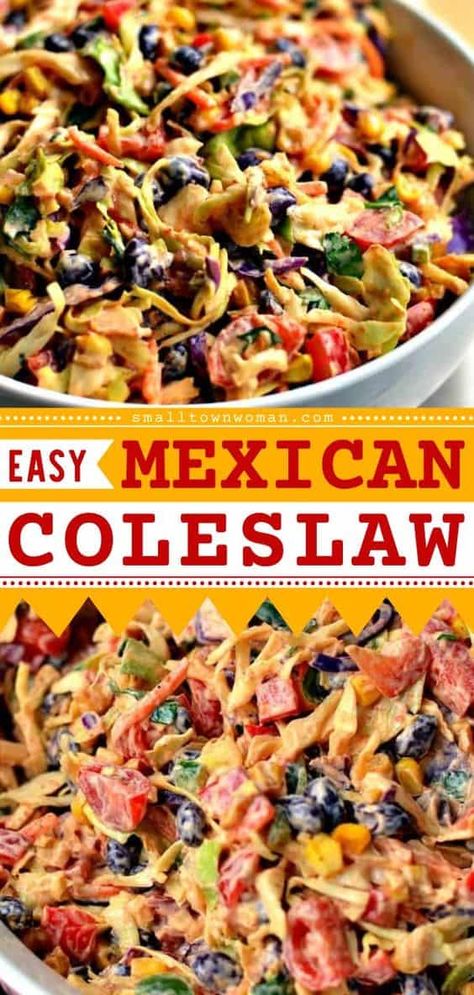 Coke Slaw Mix Recipes, Mexican Coke Slaw, Simple Salad Ideas, Coke Slaw, Mexican Coleslaw Recipe, Corn Jalapeno, Mexican Coleslaw, Mexican Coke, Avocado Salads