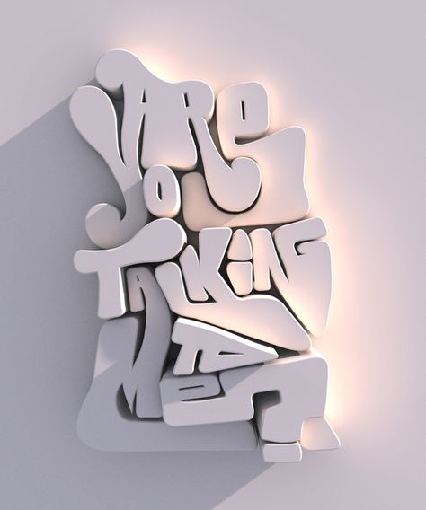 Are you Talking to me? by Jaime Gonzalez, via Behance 3d Tipografi, 3d Typography Design, Vitrine Design, Inspiration Typographie, Creative Coding, Tipografi 3d, Typographie Inspiration, 3d Lettering, 타이포그래피 포스터 디자인