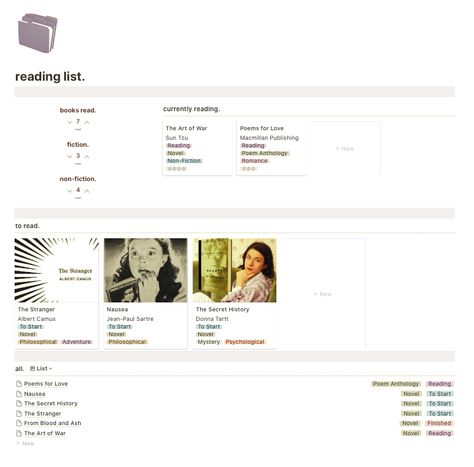 Reading Log Notion resumetemplateword Bookish Notion Template, Reading Log Notion Template, Macbook Costumization, Notion Template Reading List, Reading Log Notion, Notion Reading Journal, Notion Book List, Notion Reading Tracker, Notes On Notion