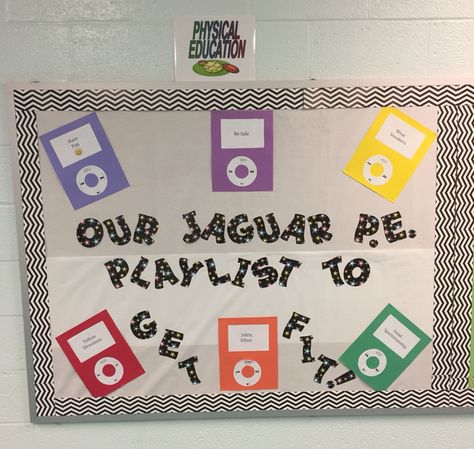 Physical Education Bulletin Boards, Pe Bulletin Boards, Elementary Pe, Physical Education, Bulletin Boards, Bulletin Board, Jaguar, Get Fit, Physics