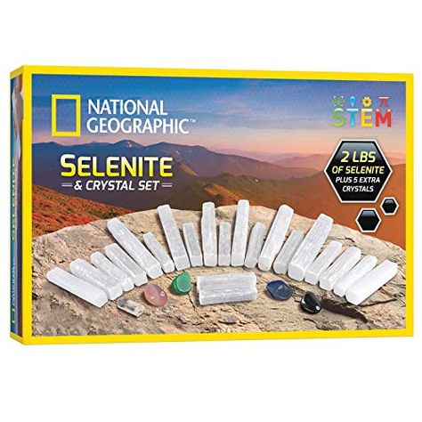 NATIONAL GEOGRAPHIC Selenite Crystal Set - 2 lbs of Bulk Selenite Wands & 5 Premium Crystals, Rose Quartz, Hematite, Aventurine, Blue Quartz, Raw Crystals, Gemstones Selenite Crystal Wands, Crystals Rose Quartz, Selenite Wands, Raw Crystals, Spiritual Beliefs, Selenite Crystal, Gifted Education, Crystal Wand, Historical Facts