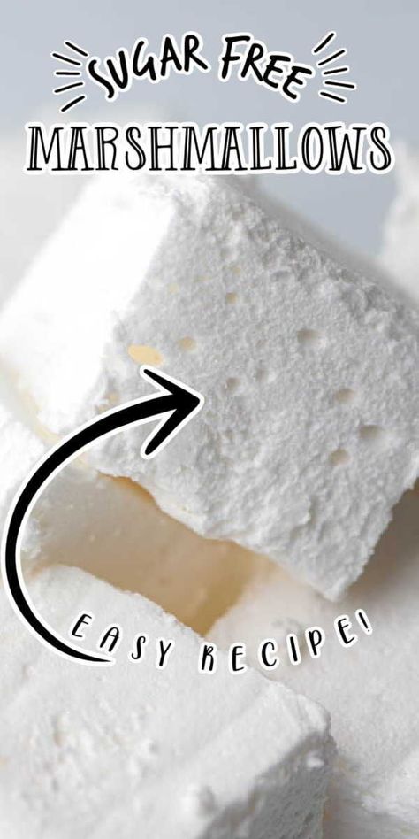 Sugar free marshmallows are super easy to make! While being low carb and keto friendly these low carb marshmallows are made with just 6 ingredients and taste just like a sugar loaded marshmallow. Sugar Free Marshmallow Recipe, Sugar Free Marshmallows, Low Carb Desserts Easy, Sweet Kitchen, Chocolate Covered Marshmallows, Keto Ice Cream, Recipes With Marshmallows, Liquid Stevia, Homemade Marshmallows