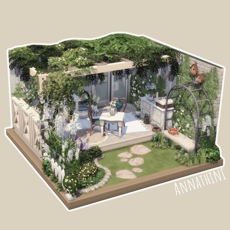 Backyard Sims 4, Sims 4 Vintage House, Sims 4 Porch, Sims 4 Forest House, Sims 4 Tiny Home, Sims 4 Backyard Ideas, Sims 4 Backyard, Sims 4 Garden, Sims Room