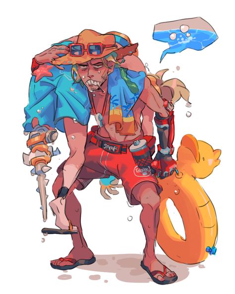 Beach AU - Junkrat - Jesse McCree Lifeguard Cassidy, Junkrat Fanart, Overwatch Drawings, Overwatch Funny, Over Watch, Overwatch Fanart, Overwatch Comic, Overwatch Memes, Overwatch Fan Art