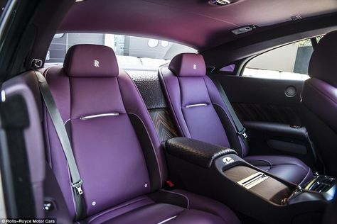 The 'Dusk' Wraith has a deep and textured interior, with Ostrich leather panels and luscious beetroot tone seats Rolls Royce Interior, Bespoke Cars, Rolls Royce Dawn, Unique Expressions, Automotive Upholstery, Rolls Royce Wraith, Purple Car, Interior Colors, Lifestyle Influencer