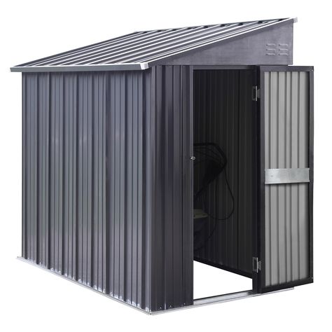 PRICES MAY VARY. 【PREMIUM THICKENED PANELS】Different from other lean-to outdoor storage sheds, we upgraded the panels of this metal storage shed to 0.012'' premium thickened galvanized steel for better wind-resistant than other sheds for outdoor. This lean-to shed has reinforced galvanized metal frame which is rust-resistant, and the firm lockable doors which can protect your personal stuff safely. 【VENTILATION AND SLOPED ROOF DESIGN】Two vents could definitely offer you better airflow when using Storage Shed House, Outside Storage Shed, Generator Shed, Storing Garden Tools, Storage Shed Kits, Sloped Roof, Shed Garden, Lean To Shed Plans, Backyard Storage Sheds