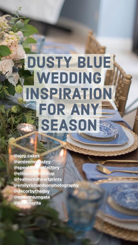 Wedding Reception Ideas Dusty Blue, Fall Light Blue Wedding, Dusty Blue November Wedding, Dusty Blue Wedding Tablescape, Rustic Wedding Dusty Blue, Dusty Blue Wedding Centerpieces Rustic, Dusty Blue And Navy Blue Wedding Theme, Dusky Blue Wedding Decor, Dusty Blue And Burlap Wedding