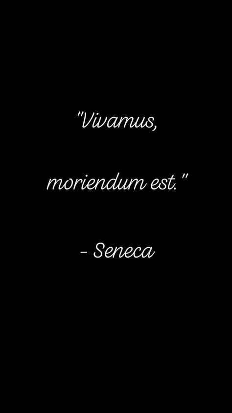 "Vivamus, moriendum est." - Seneca Latin Quotes Wallpaper, Seneca Tattoo, Latin Wallpaper, Vivamus Moriendum Est, Words And Actions Quotes, Stoicism Tattoo, Metamorphosis Quotes, Stoic Tattoo, Actions Quotes