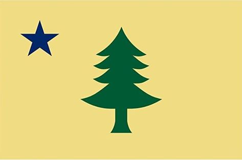 Maine flag redesign new update soon? Flag Logo Design Ideas, Maine Flag Tattoo, Flag Redesign, State Of Maine Outline, Maine State Flag, Maine Flag, Military Flags, Flag Art, State Flags