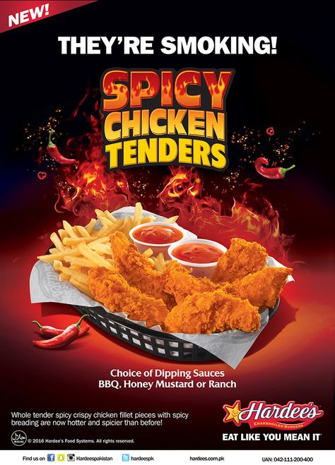 Spicy Packaging, Spicy Chicken Tenders, Advertising Template, Chicken Brands, Chicken Poster, Template For Social Media, Chicken Menu, Chicken Design, Chicken Tender