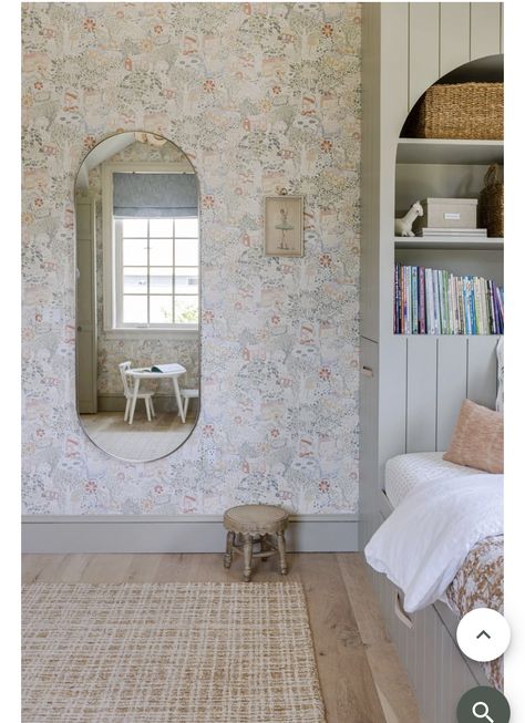 Big Girl Rooms Wallpaper, Mcgee And Co Kids Room, Studio Mcgee Girls Room, Joanna Gaines Girls Bedroom, Girls French Bedroom, Girls Room Built Ins, Girls Room With Wallpaper, Toddler Girl Room Wallpaper, Girls Wallpaper Bedroom