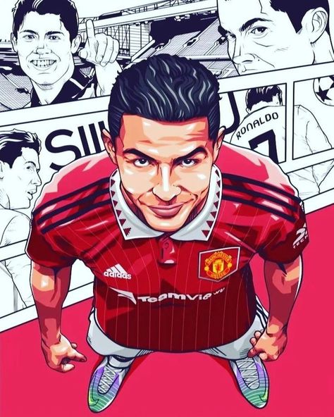 Manchester united UTD Ronaldo United Wallpaper, Cr7 Art Draw, Ronaldo Illustration Art, Ronaldo Dp, Ronaldo Art Drawing, Draw Ronaldo, Cr7 Art, Cristiano Ronaldo Art, Football Player Drawing