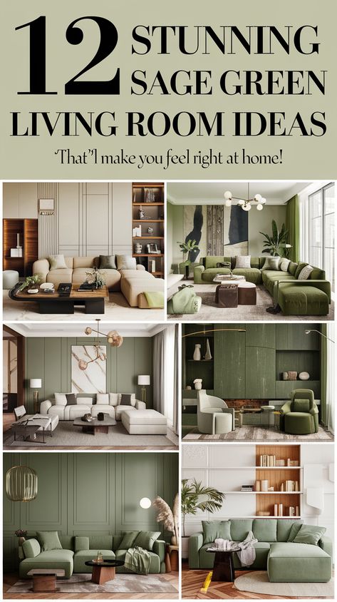 12 Stunning Sage Green Living Room Ideas That’ll Make You Feel Right at Home! Tonal Green Living Room, Pale Sage Green Living Room, Green Accented Living Room, Green Accent Living Room Ideas, Cozy Green Living Rooms, Moss Green Living Room Ideas, Green And Cream Living Room Ideas, Monochromatic Green Living Room, Neutral Living Room With Pop Of Color Green