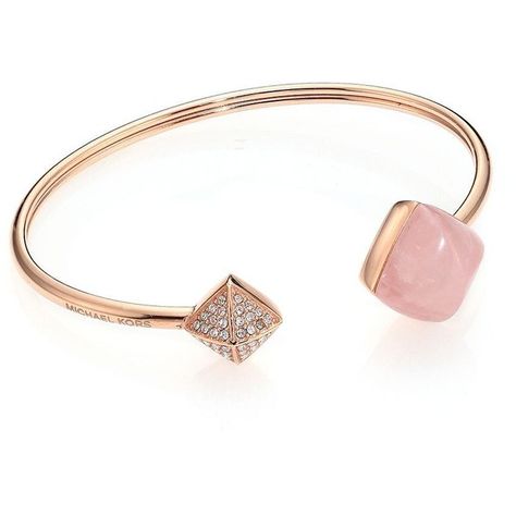 Luxury Rose Gold Cuff Bracelet In Fine Jewelry Style, Modern Rose Gold Cuff Bangle Bracelet, Gold Crystal Cuff Bracelet In Bangle Shape, Luxury Modern Rose Gold Cuff Bracelet, Luxury Rose Gold Polished Cuff Bracelet, Pave Bangle, Pave Jewelry, Michael Kors Jewelry, Rose Quartz Jewelry