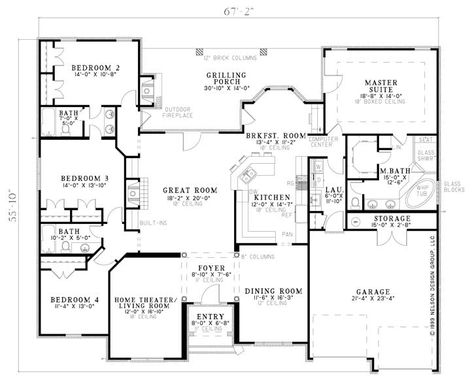 Nelson Design Group | House Plans|Design Services » Plan Single great kitchen layout. 12-0 by 14-7 Mini Closet, European House Plans, House Plans One Story, House Plans And More, Baby Closet, Traditional House Plan, European House, Traditional House Plans, One Story Homes