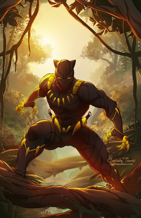 #Black #Panther #Fan #Art. (Black Panther) By: Carmen Tones. ÅWESOMENESS!!!™ ÅÅÅ+ Black Panther King, Panther Art, Black Panther Art, Arte Dc Comics, Jack Kirby, Marvel Comics Art, Black Panther Marvel, Comic Book Heroes, Superhero Art