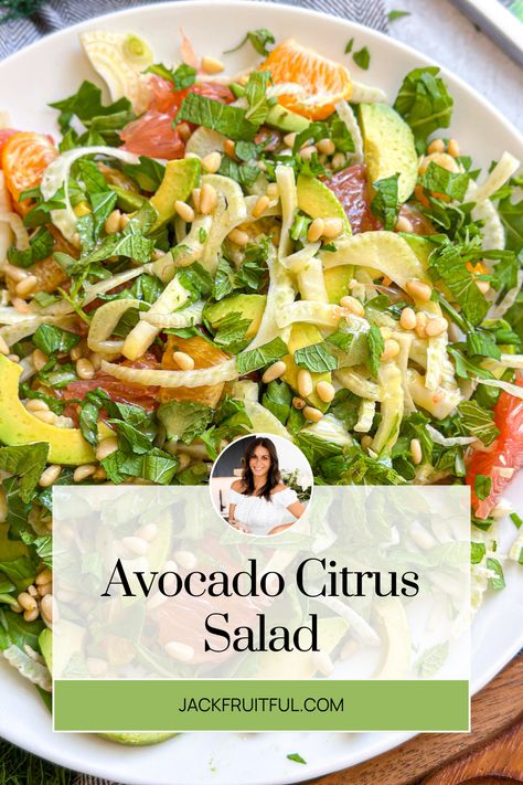 Avocado Citrus Salad is a NEW recipe from Jackfruitful Kitchen.  Visit jackfruitful.com to view the whole recipe! Jack Fruit Recipes Vegan, Salad Recipes Gluten Free, Jack Fruit, Fruit Kitchen, Gluten Free Salads, Avocado Salad Recipes, Citrus Salad, Dessert Cookbooks, Dairy Free Gluten Free