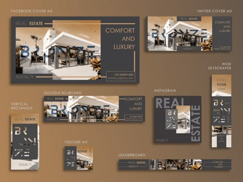 Real Estate Advertisement Template Design by Jovano Pojoh on Dribbble Real Estate Brochure Design Luxury, Real Estate Graphic Design, Real Estate Advertisement, Banner Real Estate, Luxury Real Estate Brochure, Advertising Template, Hoarding Design, Real Estate Design, Real Estate Banner