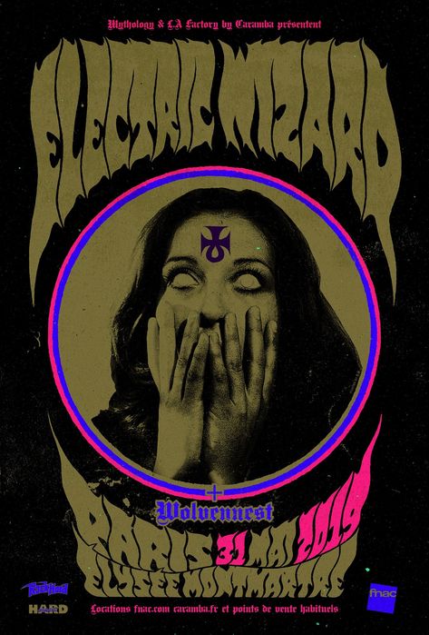 Electric Wizard, Live Report, Rock Poster Art, Music Concert Posters, Rock Band Posters, Cover Art Design, Rock Posters, France Paris, Gig Posters