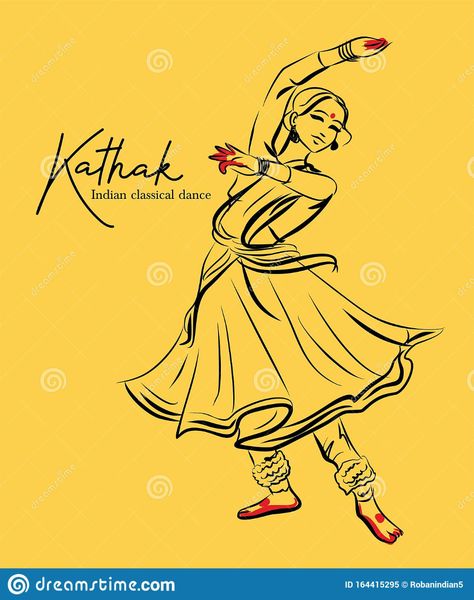 Indian Dances Illustration, Kathak Illustration Art, Indian Dance Forms Drawing, Kathak Tattoo, Lady Dancing Drawing, Indian Classical Dance Sketches, Kathak Dancer Sketch, Kathak Dancer Painting, Kathak Sketch