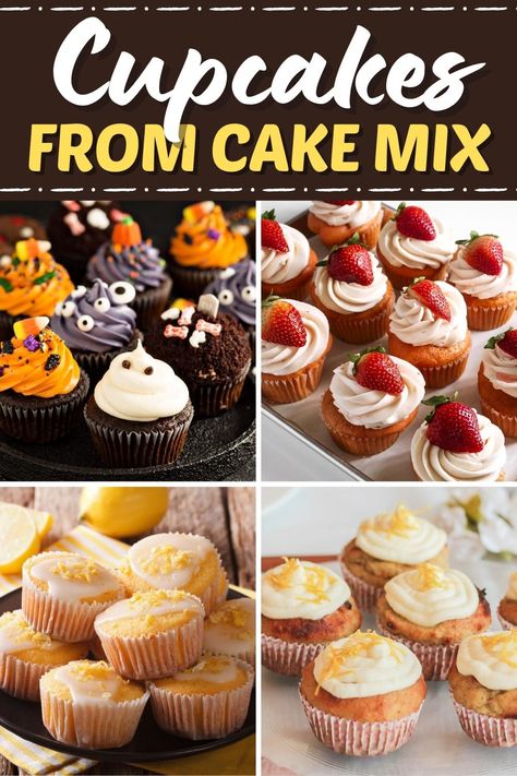 The next time you need a sweet treat in a snap, whip up a batch of cupcakes from cake mix! They're lightning-fast, budget-friendly, and always tasty! Best Cupcakes From A Box Cake Mixes Dessert Recipes, Muffin Cake Mix Recipes, Cupcakes Cake Mix Recipes, Box Cupcakes Taste Like Bakery, Box Mix Cupcakes Recipes, Best Yellow Cupcake Recipe, Cupcake Recipes Box Cake Mixes, Cupcakes With Yellow Cake Mix Boxes, Cakemix Cupcake Recipes