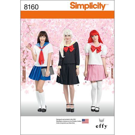 Halloween Costume Sewing Patterns, Simplicity Patterns Costumes, Costume Sewing Patterns, Sailor Dress, Costume Patterns, Pleated Skirts, Sailor Collar, Mini Robes, School Uniforms