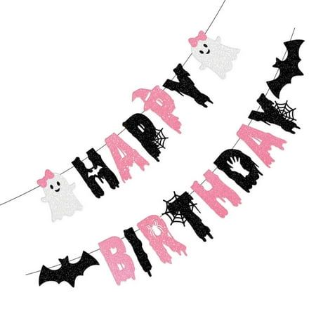 Description These hanging banners are perfect to decorate Halloween birthday party. Excellent workmanship, carefully down to every detail to give them a charming, chic, lovely and eye catching look. A nice combination for you to use, create an impressive party for your girls. Features -Color: As Shown -Material: Paper -Size: 17.50X12.80X0.10cm,17.00X9.80X0.10cm/6.88X5.03X0.04in,6.68X3.85X0.04in - Wonderful Halloween birthday party decoration for adding more joy and fun, creating more intensive p Girls Halloween Birthday Party, Halloween Birthday Decorations, Halloween Birthday Party Decorations, Halloween Bunting, Party Girlande, Birthday Flags, Halloween Birthday Party, Halloween Photo, Girl Birthday Decorations