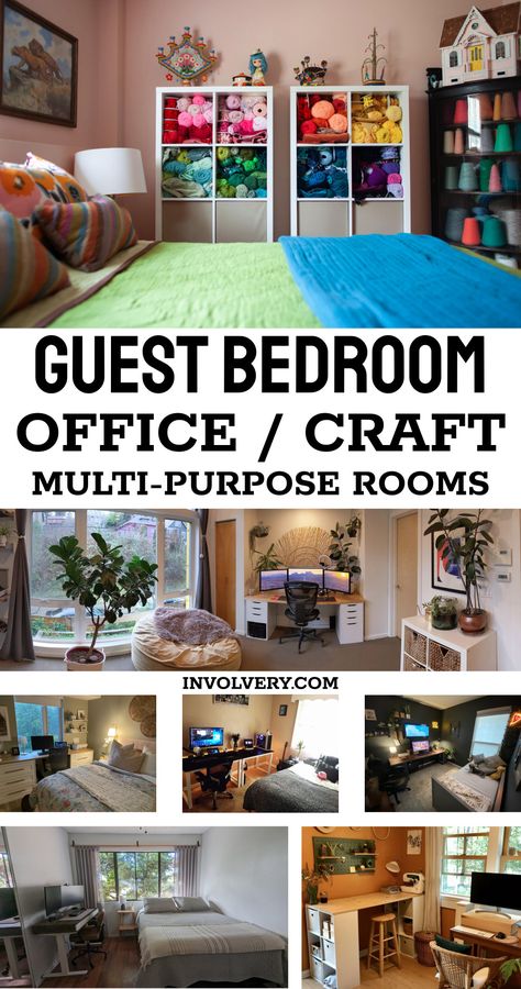 guest bedroom ideas - guest bedroom office combo layouts for a small cozy home office, craft room, sewing room in your spare bedroom, multipurpose guest room or office spare bedroom combo layout Small Cozy Home Office, Office Spare Bedroom Combo Layout, Guest Bedroom Office Combo Layout, Guest Room Craft Room Combo, Small Multipurpose Room, Small Cozy Home, Office Spare Bedroom Combo, Small Office Guest Room, Craft Room Sewing