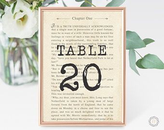 Wedding Table Numbers, Table Numbers, Literary Wedding, Book Page Table Number, Book Themed Wedding, Table Number Card, Printable, #LCS Book Lovers Wedding, Book Table Numbers, Number Book, Natural Wedding Decor, Wedding Table Themes, Book Themed Wedding, Literary Wedding, Vintage Wedding Table, Simple Wedding Centerpieces