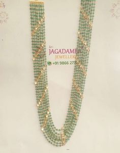 Jagadamba Jewellers, Emerald Beads Mala, Antique Necklaces Design, Fancy Jewelry Necklace, Antique Gold Jewelry Indian, Pearl Jewelry Design, Beads Mala, Gold Jewelry Simple Necklace, Beautiful Gold Necklaces