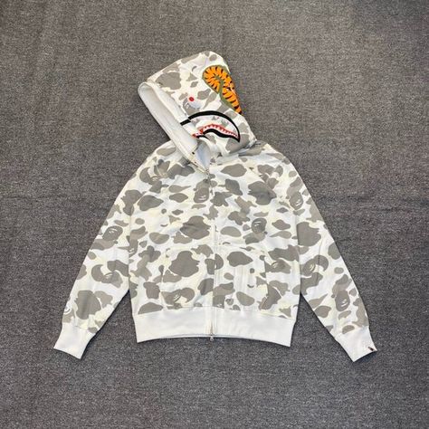 ba Double hat camouflage luminous Shark Head, Bape Shark, Winter Hoodies, Shop Sweatshirts, Childrens Fashion, Featuring Dress, Luxury Outfits, Hooded Jacket, Camouflage