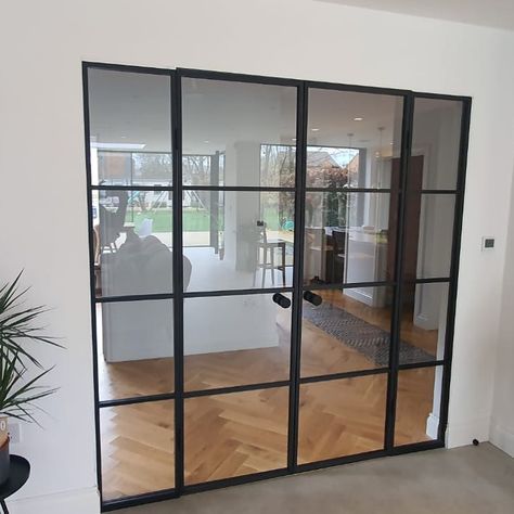 Black Frame Glass Door, Doors With Side Panels, Irish Houses, Black Windows, Arched Windows, Modern Room, Glass Doors, Side Panels, Panel Siding