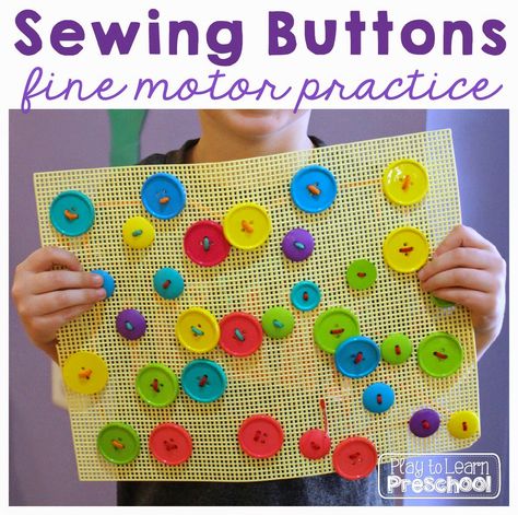 Preschool Fine Motor Skills, Fine Motor Practice, Montessori Practical Life, Preschool Fine Motor, Creative Curriculum, Fine Motor Skills Activities, Motor Skills Activities, Sewing Buttons, Fine Motor Activities