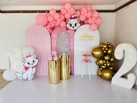 Marie Cat Birthday Party, Kitten Birthday Party, Cat Themed Birthday Party, 2nd Birthday Party For Girl, Baby Christmas Photos, Kitten Birthday, Marie Cat, Cat Birthday Party