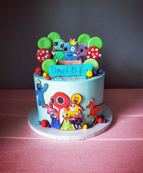 Rainbowfriends Birthday Cake, Rainbow Friends Birthday Party Cake, Ban Ban Cake, Banban Cake, Pastel Rainbow Friends, Rainbow Friends Cake, Wonder Woman Cake, Friends Birthday Cake, Rainbow Friend