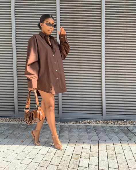 Nude Outfits, Shirt Dress Outfit, Mode Instagram, Boujee Outfits, Brown Outfit, Looks Street Style, Streetwear Fashion Women, Mode Streetwear, New Classic