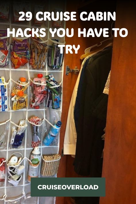 These genius Cruise Cabin Hacks are what you need to keep organized on your cruise - the perfect cruise cabin hack travel tips fr a SMOOTH vacation Cruise Ship Room Hacks, Cruise Storage Hacks, Cruise Stateroom Hacks, Cruise Cabin Decorations, Cruise Organization Hacks, Cruise Organization Tips, Cruise Cabin Organization, Cruise Room Organization, Cruise Ship Hacks