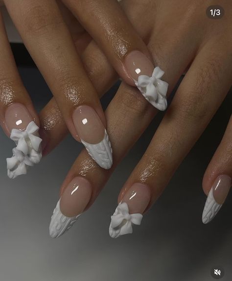 Bow Nail Designs, French Tip Press On Nails, Sweater Nails, Classy Acrylic Nails, Nail Swag, Nails 2024, Birthday Nails, Minimalist Nails, Cuticle Pusher