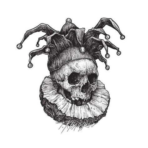 Shakespeare Tattoo, Jester Tattoo, Clown Tattoo, Mushroom Tattoos, Skeleton Tattoos, Theme Tattoo, Creepy Tattoos, Sketch Tattoo Design, Gothic Tattoo